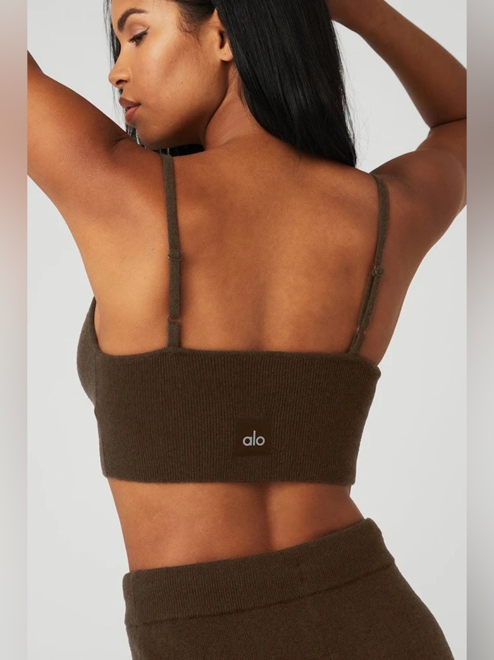Alo Yoga Cashmere Jet Set Bra in Espresso